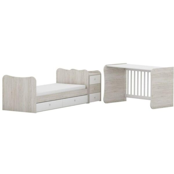 Baby Nursery Furniture Set 3pc Convertable Cot Bed Wardrobe Chest Of Drawers - Image 7