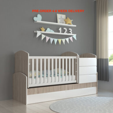 PRE-ORDER! Baby Cot Convertible Bed + Mattress Swinging Basket Toddler Bed