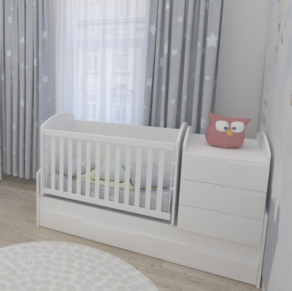 PRE-ORDER! Baby Cot Convertible Bed + Mattress Swinging Basket Toddler Bed - Image 3