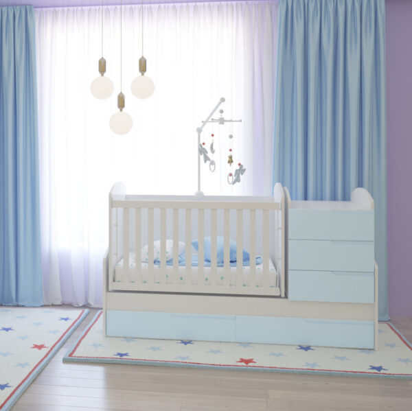 PRE-ORDER! Baby Cot Convertible Bed + Mattress Swinging Basket Toddler Bed - Image 4
