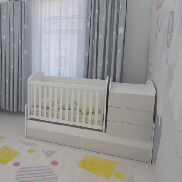 PRE-ORDER! Baby Cot Convertible Bed + Mattress Swinging Basket Toddler Bed - Image 6