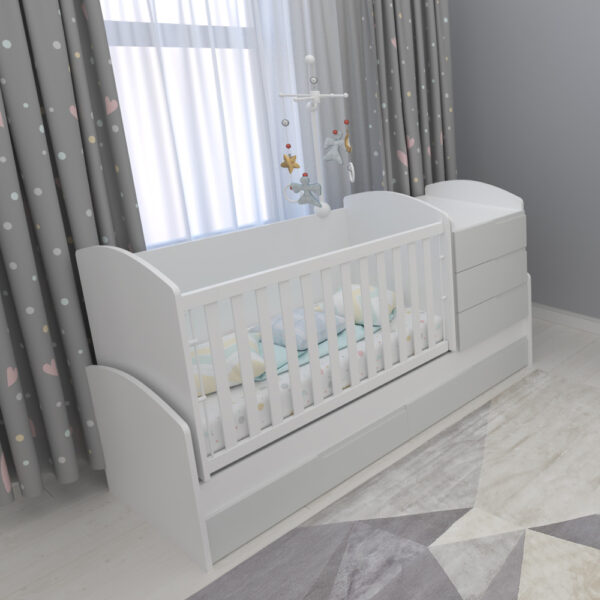 PRE-ORDER! Baby Cot Convertible Bed + Mattress Swinging Basket Toddler Bed - Image 7