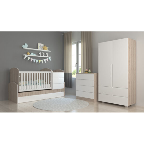 PRE-ORDER! 3 Pcs Full Baby Nursery Bedroom Set Convertible Cot  Wardrobe Dresser - Image 8