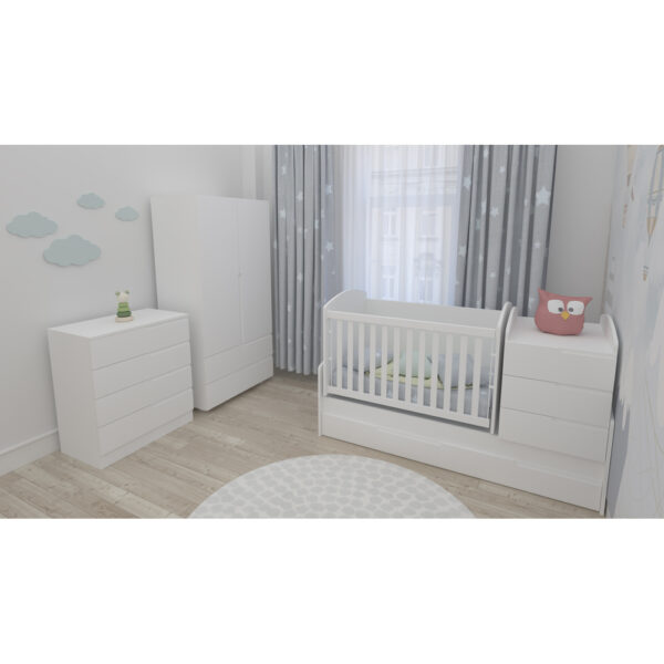 PRE-ORDER! 3 Pcs Full Baby Nursery Bedroom Set Convertible Cot  Wardrobe Dresser - Image 2