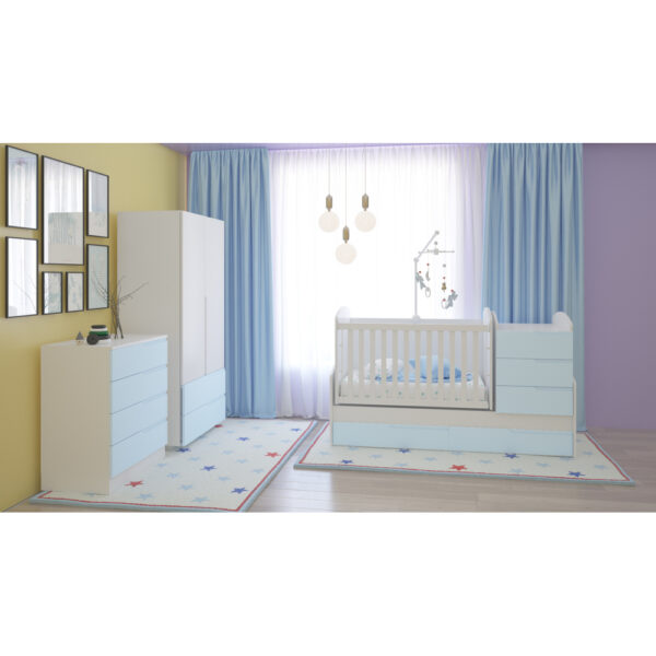 PRE-ORDER! 3 Pcs Full Baby Nursery Bedroom Set Convertible Cot  Wardrobe Dresser - Image 7