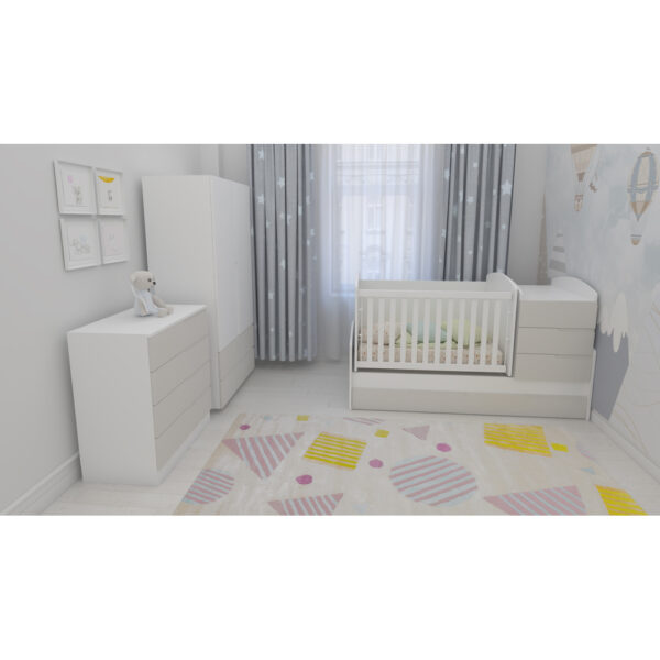 PRE-ORDER! 3 Pcs Full Baby Nursery Bedroom Set Convertible Cot  Wardrobe Dresser - Image 6