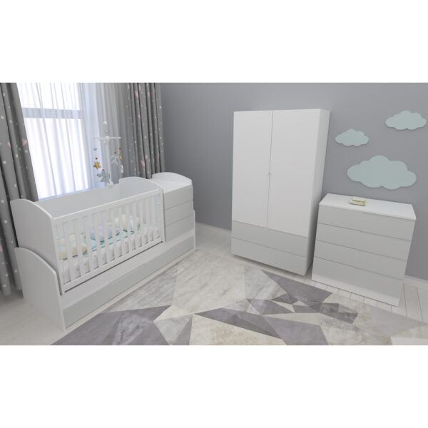 PRE-ORDER! 3 Pcs Full Baby Nursery Bedroom Set Convertible Cot  Wardrobe Dresser - Image 5