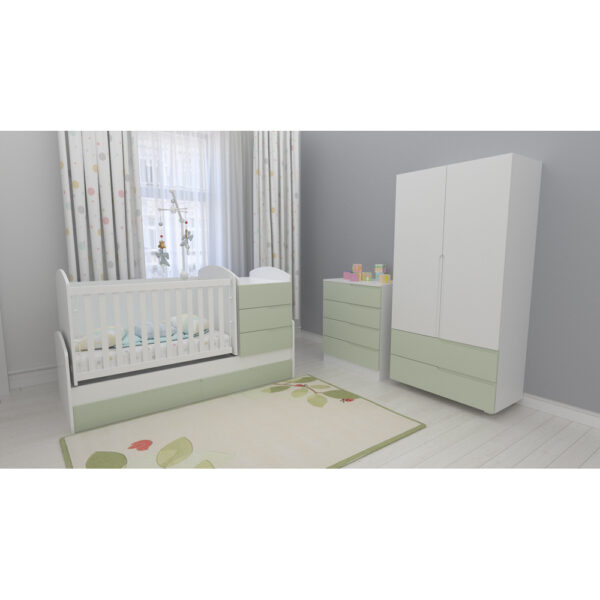 PRE-ORDER! 3 Pcs Full Baby Nursery Bedroom Set Convertible Cot  Wardrobe Dresser - Image 4