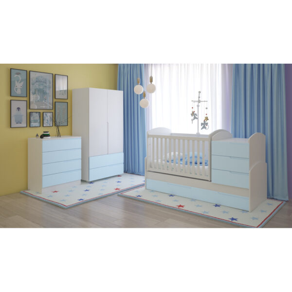 PRE-ORDER! 3 Pcs Full Baby Nursery Bedroom Set Convertible Cot  Wardrobe Dresser - Image 9