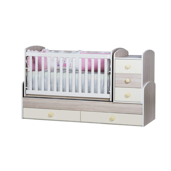Nia PRE-ORDER! Baby Cot Convertible Bed + Mattress Swinging Basket Toddler Bed - Image 5
