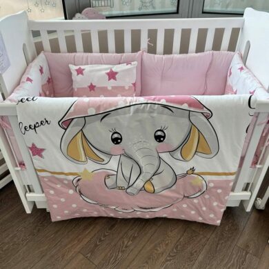 Ranforce Luxury 8 Piece Cot Bedding Set Nursery Bed ,100%Cotton 60/120 Sweet Dreams Pink