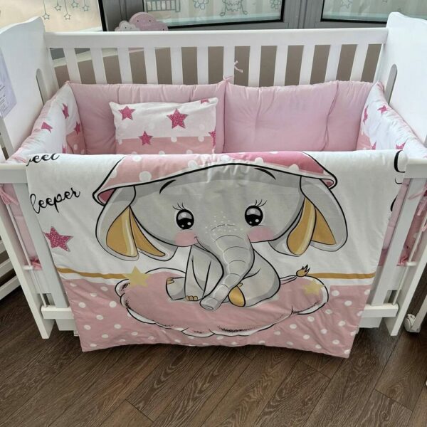 Ranforce Luxury 8 Piece Cot Bedding Set Nursery Bed ,100%Cotton 60/120 Sweet Dreams Pink